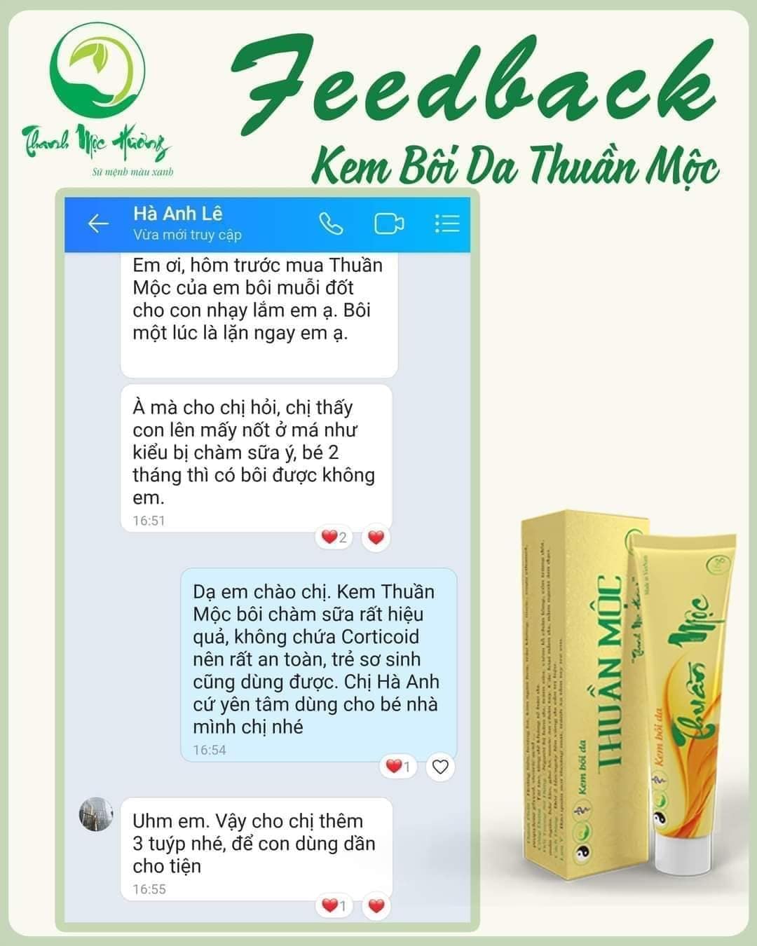 phản hồi feedback Thuần Mộc - Kem Bôi Da Thuần Mộc